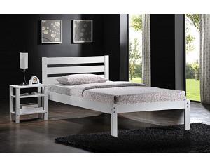 3ft Single Eko. White wood bed frame with low foot end